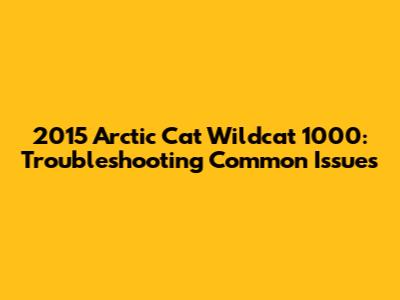 2015 Arctic Cat Wildcat 1000: Troubleshooting Common Issues