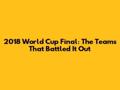 2018 World Cup Final: The Teams That Battled It Out