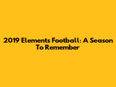 2019 Elements Football: A Season To Remember