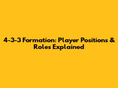 4-3-3 Formation: Player Positions & Roles Explained