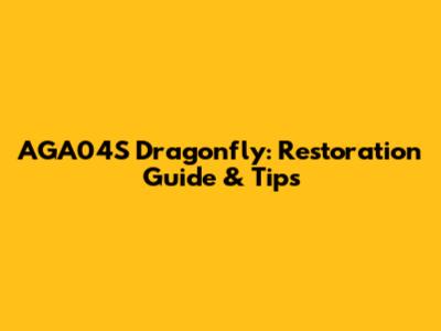 AGA04S Dragonfly: Restoration Guide & Tips