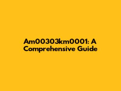 Am00303km0001: A Comprehensive Guide