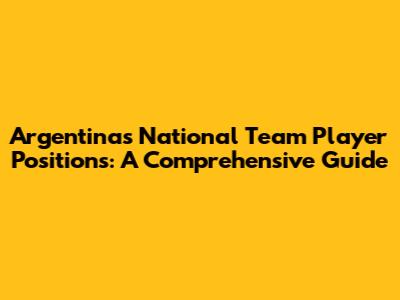 Argentina's National Team Player Positions: A Comprehensive Guide