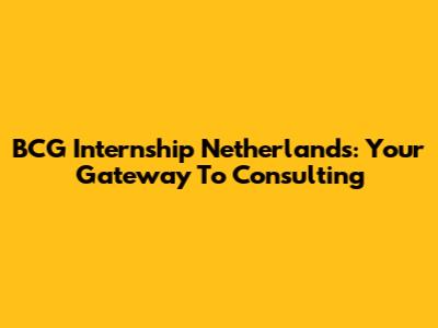 BCG Internship Netherlands: Your Gateway To Consulting