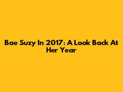 Bae Suzy In 2017: A Look Back At Her Year