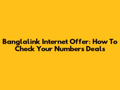 Banglalink Internet Offer: How To Check Your Number's Deals