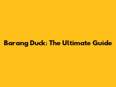 Barang Duck: The Ultimate Guide