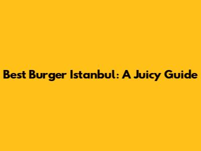 Best Burger Istanbul: A Juicy Guide