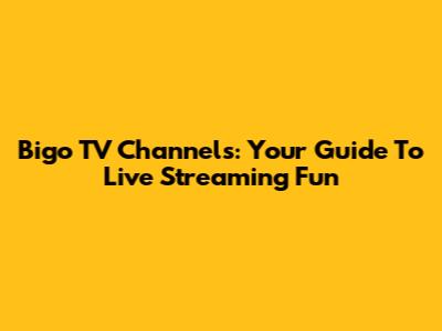 Bigo TV Channels: Your Guide To Live Streaming Fun