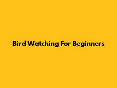 Bird Watching For Beginners