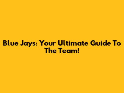 Blue Jays: Your Ultimate Guide To The Team!