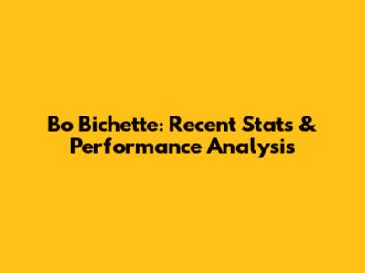Bo Bichette: Recent Stats & Performance Analysis