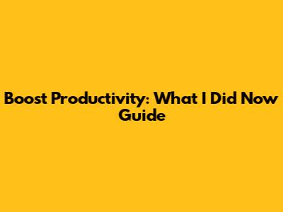 Boost Productivity: What I Did Now Guide