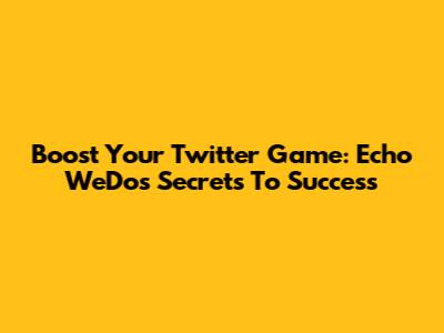 Boost Your Twitter Game: Echo WeDo's Secrets To Success
