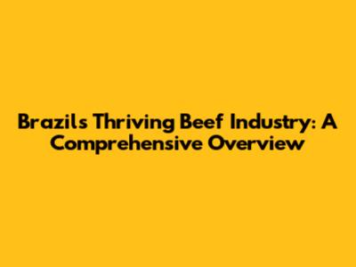 Brazil's Thriving Beef Industry: A Comprehensive Overview