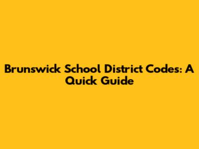 Brunswick School District Codes: A Quick Guide