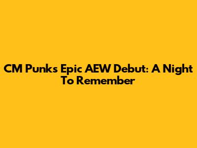 CM Punk's Epic AEW Debut: A Night To Remember
