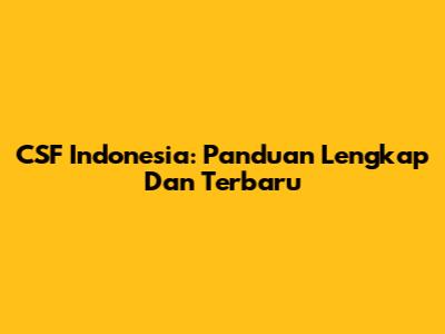 CSF Indonesia: Panduan Lengkap Dan Terbaru