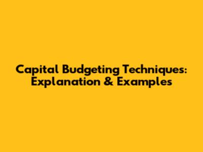 Capital Budgeting Techniques: Explanation & Examples