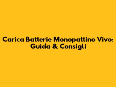 Carica Batterie Monopattino Vivo: Guida & Consigli