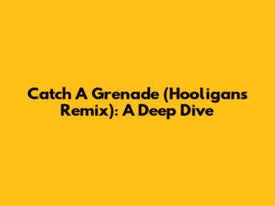 Catch A Grenade (Hooligans Remix): A Deep Dive