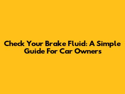 Check Your Brake Fluid: A Simple Guide For Car Owners