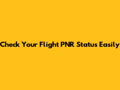 Check Your Flight PNR Status Easily