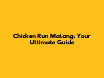Chicken Run Malang: Your Ultimate Guide