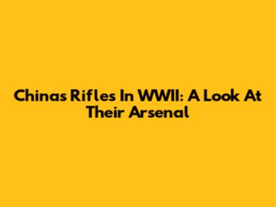 China's Rifles In WWII: A Look At Their Arsenal