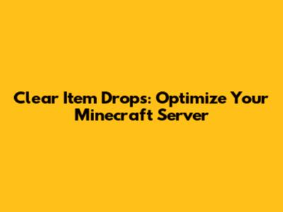 Clear Item Drops: Optimize Your Minecraft Server