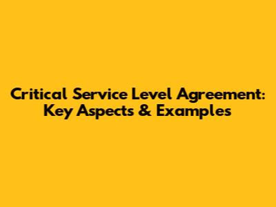 Critical Service Level Agreement: Key Aspects & Examples