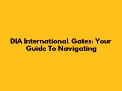 DIA International Gates: Your Guide To Navigating
