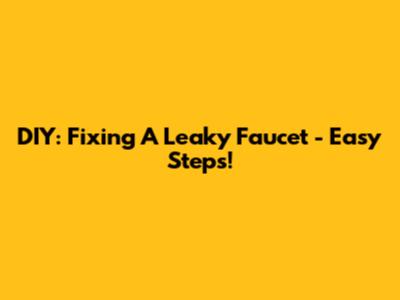DIY: Fixing A Leaky Faucet - Easy Steps!