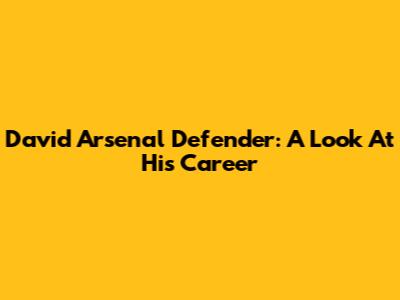 David Arsenal Defender: A Look At His Career