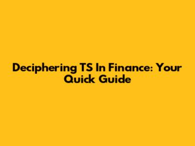Deciphering TS In Finance: Your Quick Guide
