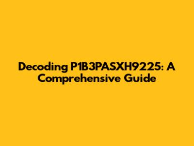 Decoding P1B3PASXH9225: A Comprehensive Guide