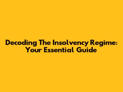 Decoding The Insolvency Regime: Your Essential Guide