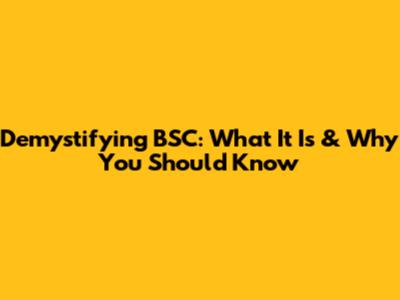 Demystifying BSC: What It Is & Why You Should Know