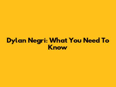 Dylan Negri: What You Need To Know