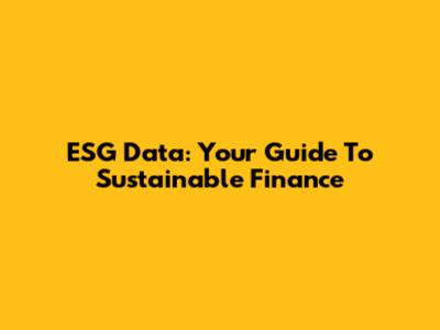 ESG Data: Your Guide To Sustainable Finance