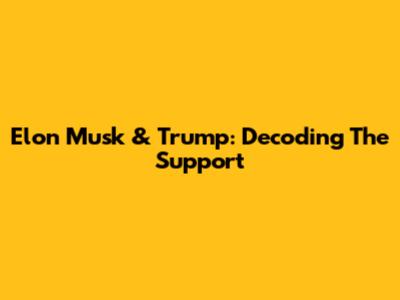Elon Musk & Trump: Decoding The Support