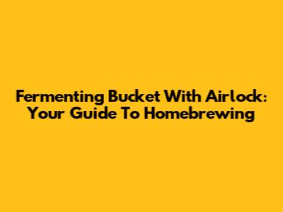 Fermenting Bucket With Airlock: Your Guide To Homebrewing