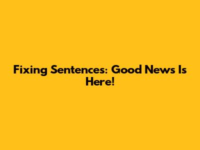 Fixing Sentences: Good News Is Here!
