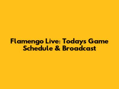 Flamengo Live: Today's Game Schedule & Broadcast