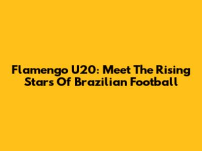 Flamengo U20: Meet The Rising Stars Of Brazilian Football