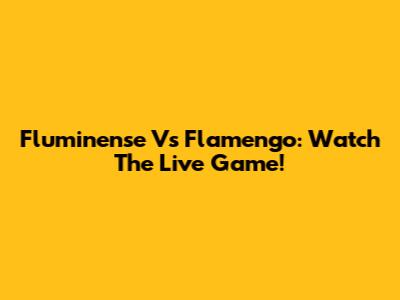 Fluminense Vs Flamengo: Watch The Live Game!