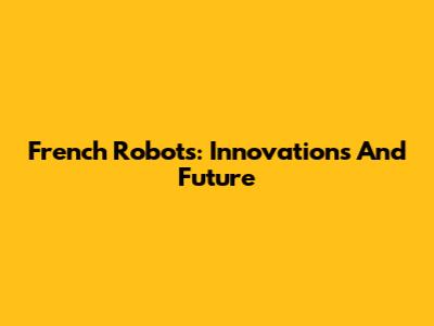 French Robots: Innovations And Future