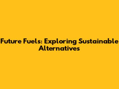 Future Fuels: Exploring Sustainable Alternatives