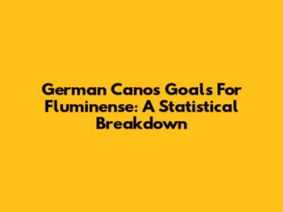 German Cano's Goals For Fluminense: A Statistical Breakdown