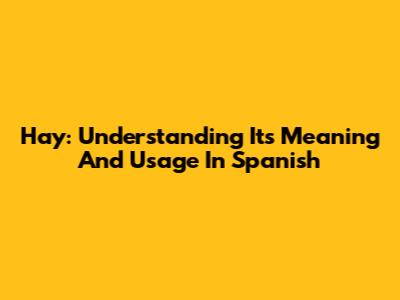 Hay: Understanding Its Meaning And Usage In Spanish